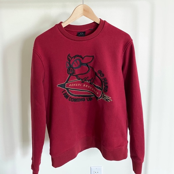 Armani Exchange embroidered red crew sweater - Picture 7 of 15